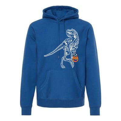 Halloween Dinosaur T Rex Skeleton Scary Gift Premium Hoodie