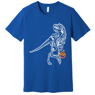 Halloween Dinosaur T Rex Skeleton Scary Gift Premium T-Shirt