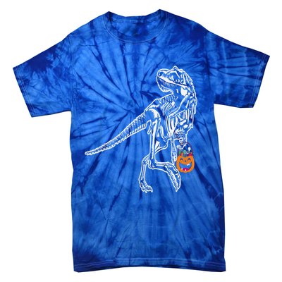 Halloween Dinosaur T Rex Skeleton Scary Gift Tie-Dye T-Shirt