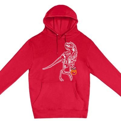 Halloween Dinosaur T Rex Skeleton Scary Gift Premium Pullover Hoodie