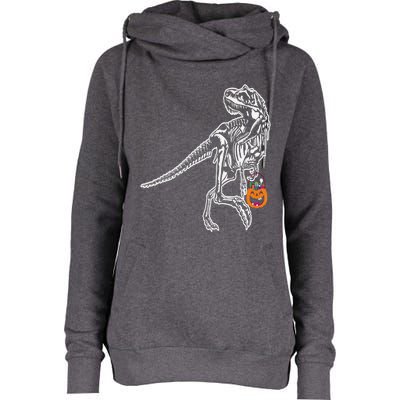 Halloween Dinosaur T Rex Skeleton Scary Gift Womens Funnel Neck Pullover Hood