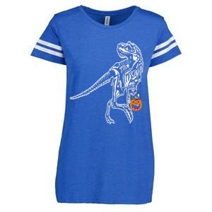 Halloween Dinosaur T Rex Skeleton Scary Gift Enza Ladies Jersey Football T-Shirt