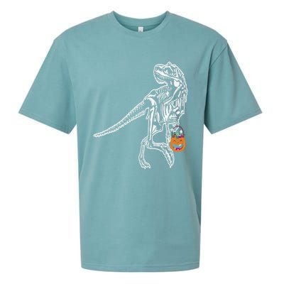 Halloween Dinosaur T Rex Skeleton Scary Gift Sueded Cloud Jersey T-Shirt