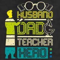 Husband Dad Teacher Hero Gift Father's Day 7 Panel Mesh Trucker Snapback Hat