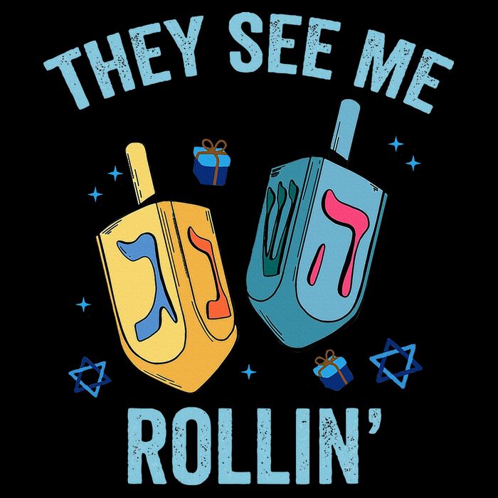 Hanukkah Dreidel They See Me Rolling Funny Jewish Festival  Doggie Tank