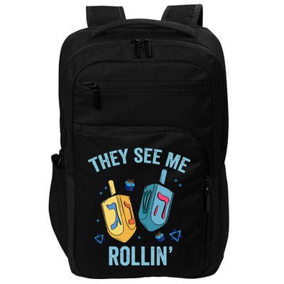 Hanukkah Dreidel They See Me Rolling Funny Jewish Festival  Impact Tech Backpack