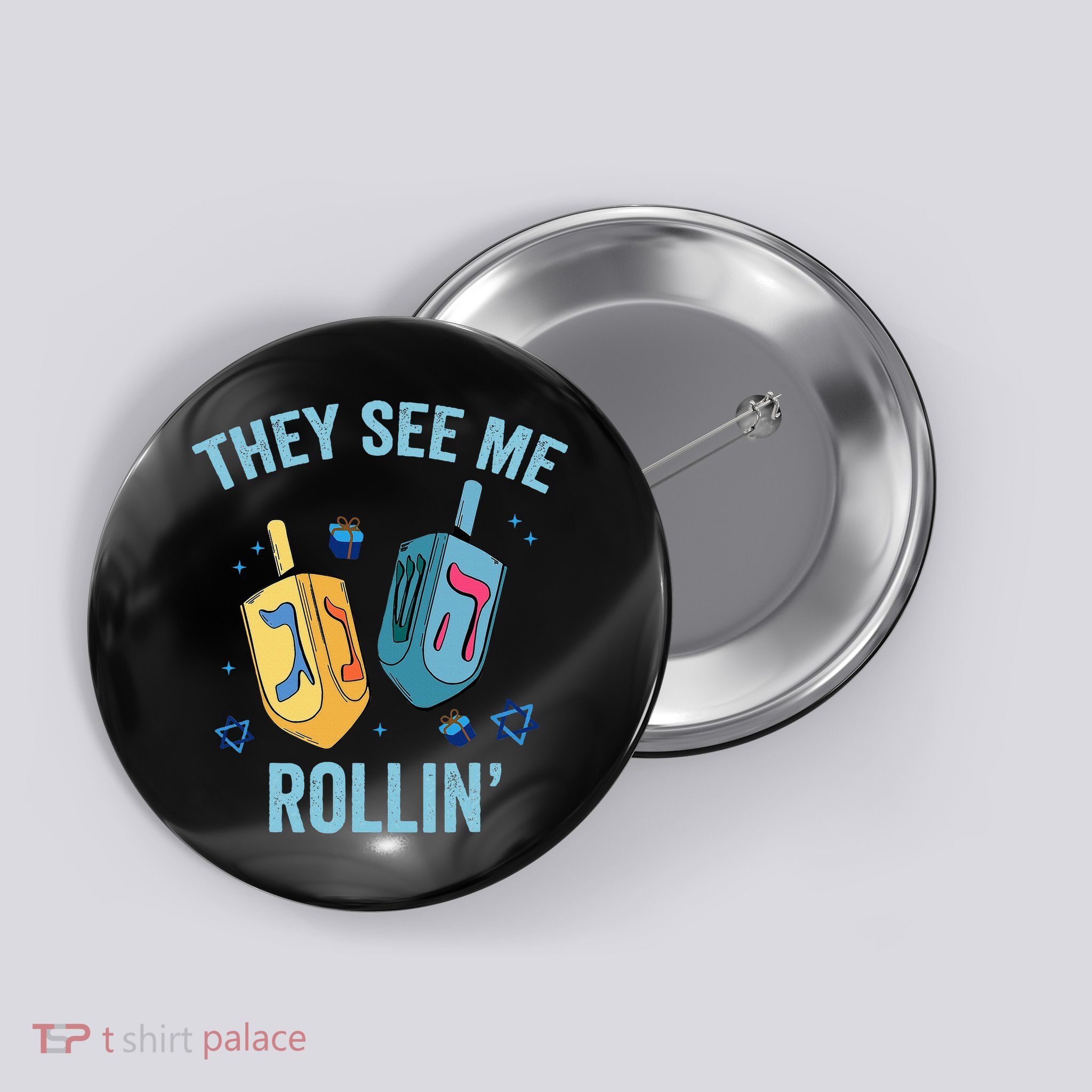 Hanukkah Dreidel They See Me Rolling Funny Jewish Festival  Button