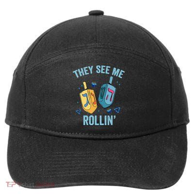 Hanukkah Dreidel They See Me Rolling Funny Jewish Festival  7-Panel Snapback Hat