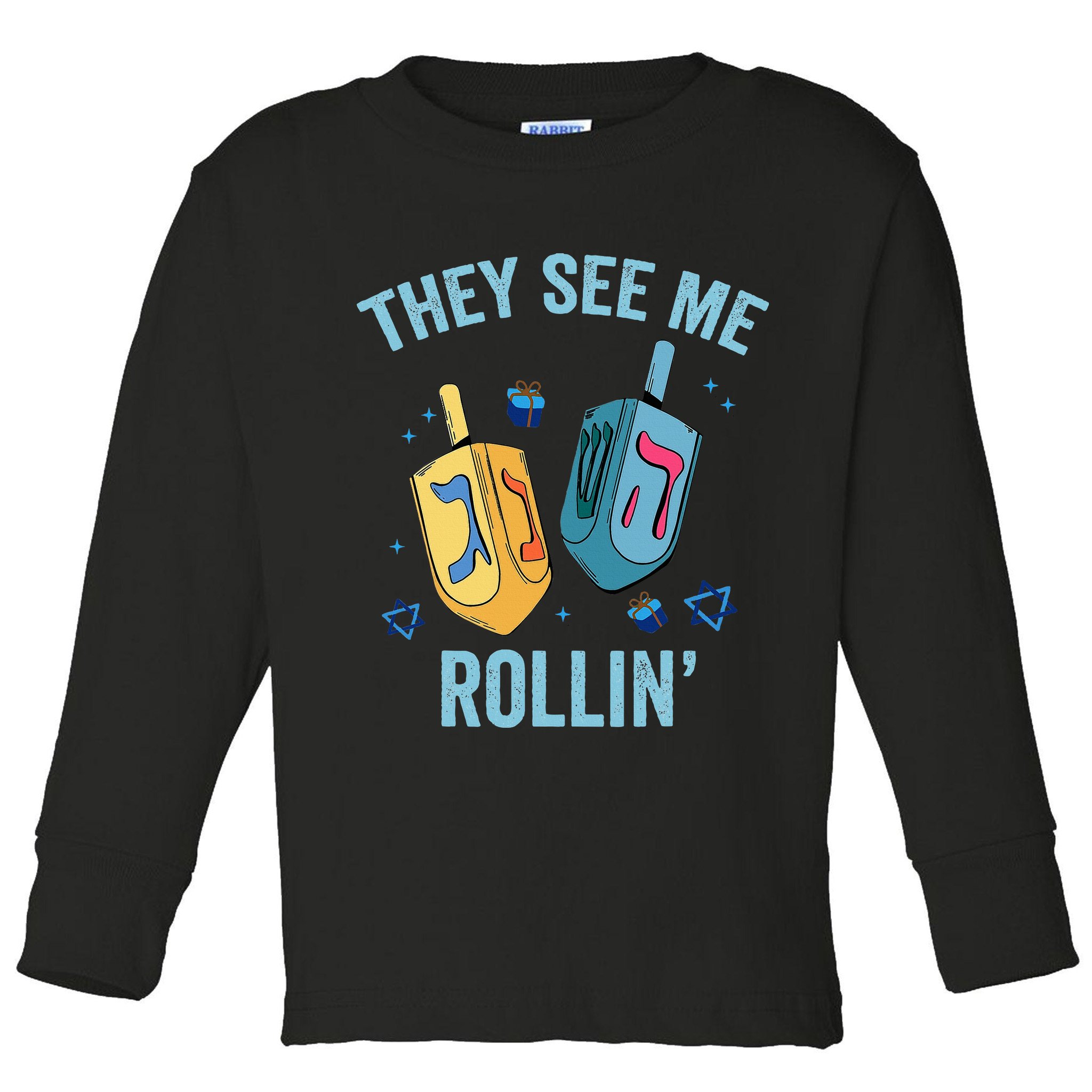 Hanukkah Dreidel They See Me Rolling Funny Jewish Festival  Toddler Long Sleeve Shirt