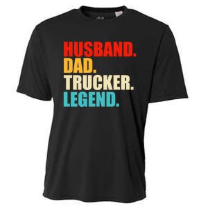 Husband Dad Trucker Legend Funny Truck Driver Trucking Cooling Performance Crew T-Shirt