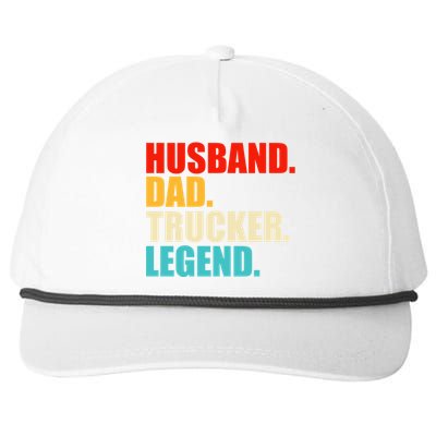 Husband Dad Trucker Legend Funny Truck Driver Trucking Snapback Five-Panel Rope Hat