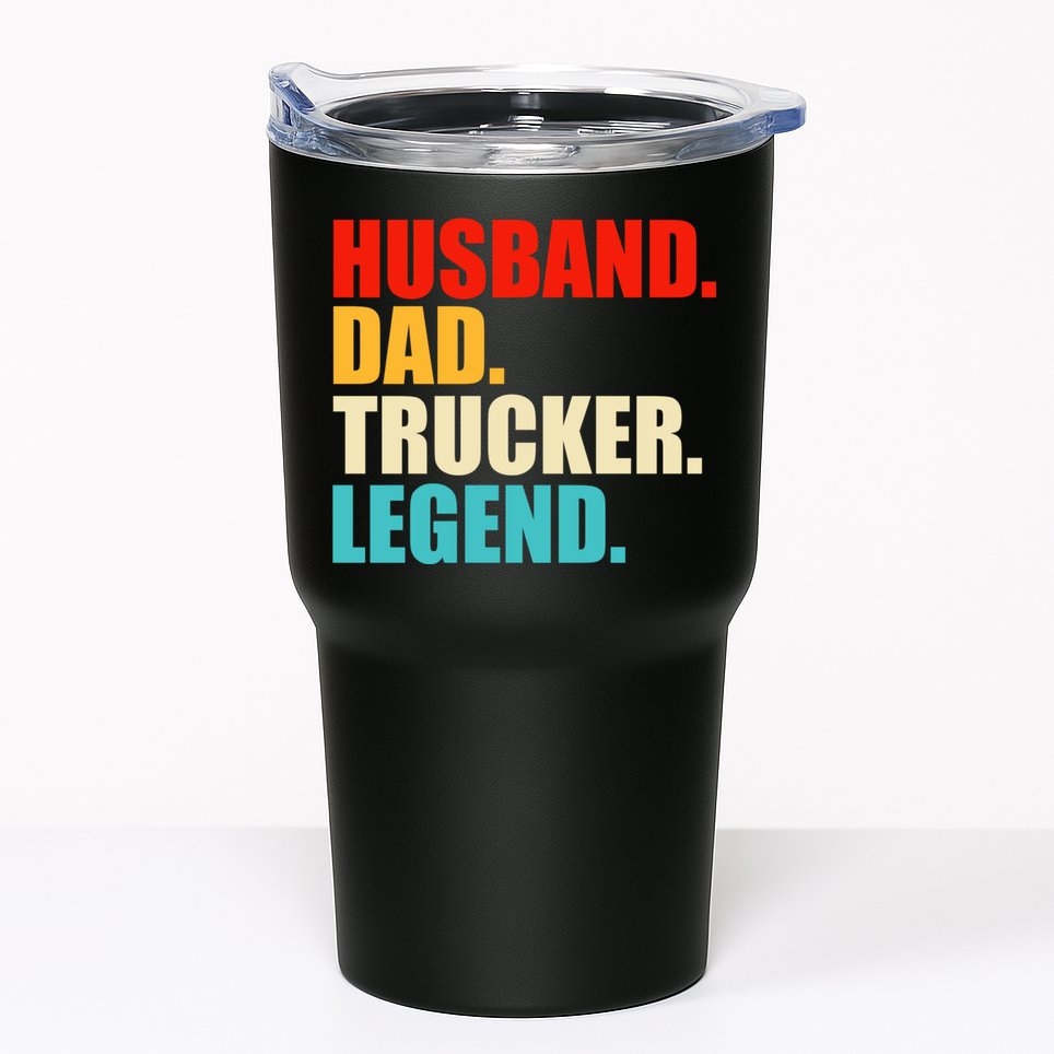 Husband Dad Trucker Legend Funny Truck Driver Trucking Tumbler