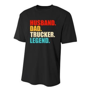 Husband Dad Trucker Legend Funny Truck Driver Trucking Youth Performance Sprint T-Shirt