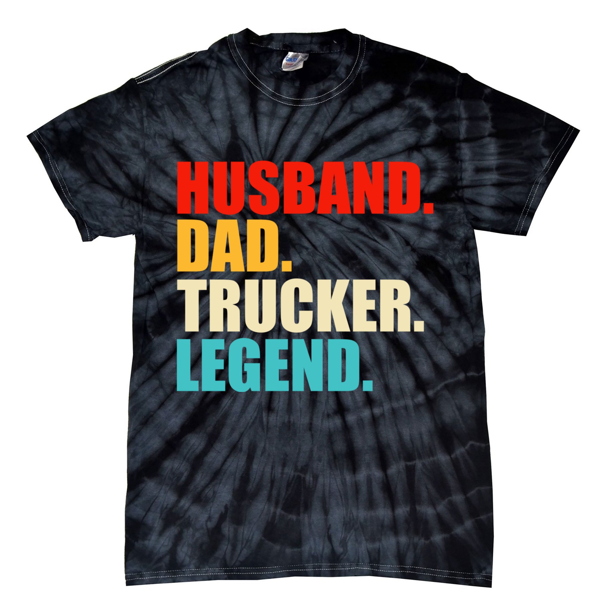 Husband Dad Trucker Legend Funny Truck Driver Trucking Tie-Dye T-Shirt
