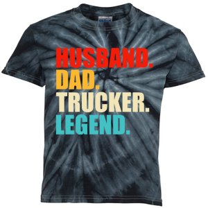 Husband Dad Trucker Legend Funny Truck Driver Trucking Kids Tie-Dye T-Shirt