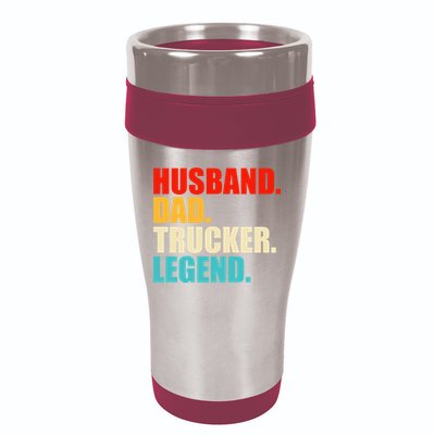 Husband Dad Trucker Legend Funny Truck Driver Trucking 16oz Travel Tumbler