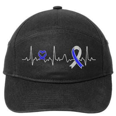 heartbeat diabetes type ribbon type 2 diabetes awareness 7-Panel Snapback Hat