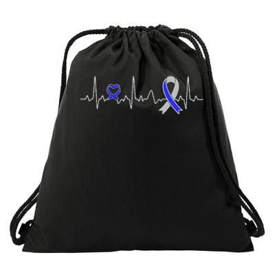 heartbeat diabetes type ribbon type 2 diabetes awareness Drawstring Bag