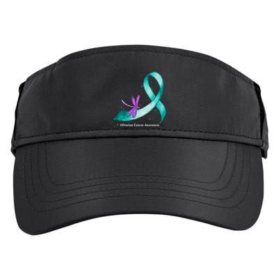 Hippie Dragonfly Teal Ribbon Ovarian Cancer Awareness Cute Gift Adult Drive Performance Visor