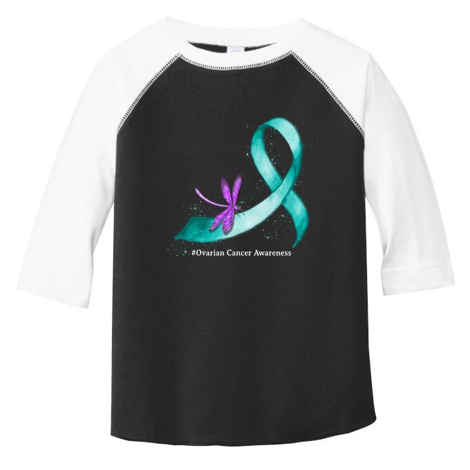 Hippie Dragonfly Teal Ribbon Ovarian Cancer Awareness Cute Gift Toddler Fine Jersey T-Shirt