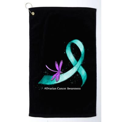 Hippie Dragonfly Teal Ribbon Ovarian Cancer Awareness Cute Gift Golf Towel