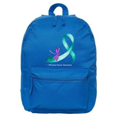 Hippie Dragonfly Teal Ribbon Ovarian Cancer Awareness Cute Gift 16 in Basic Backpack