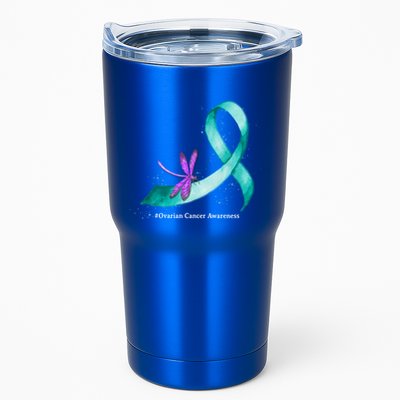 Hippie Dragonfly Teal Ribbon Ovarian Cancer Awareness Cute Gift Tumbler