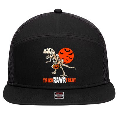 Halloween Dinosaur Trick Rawr Treat Scary Gift 7 Panel Mesh Trucker Snapback Hat