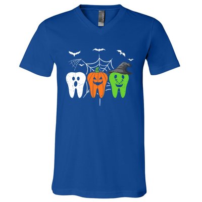 Halloween Dentist Teeth Ghost Pumpkin Witch Cute Dental Gift V-Neck T-Shirt