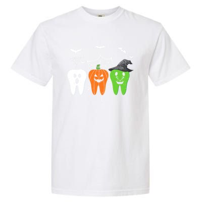 Halloween Dentist Teeth Ghost Pumpkin Witch Cute Dental Gift Garment-Dyed Heavyweight T-Shirt