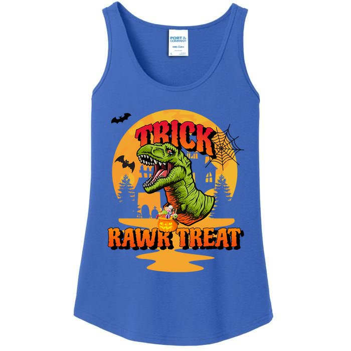 Halloween Dinosaur TRex Trick Rawr Treat Pumpkin And Bat Great Gift Ladies Essential Tank