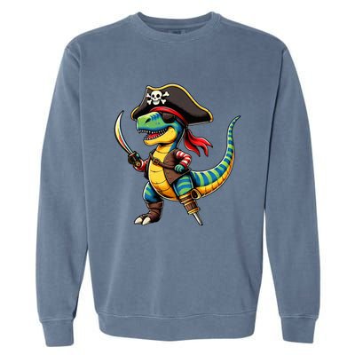 Halloween Dinosaur Trex Pirate Garment-Dyed Sweatshirt