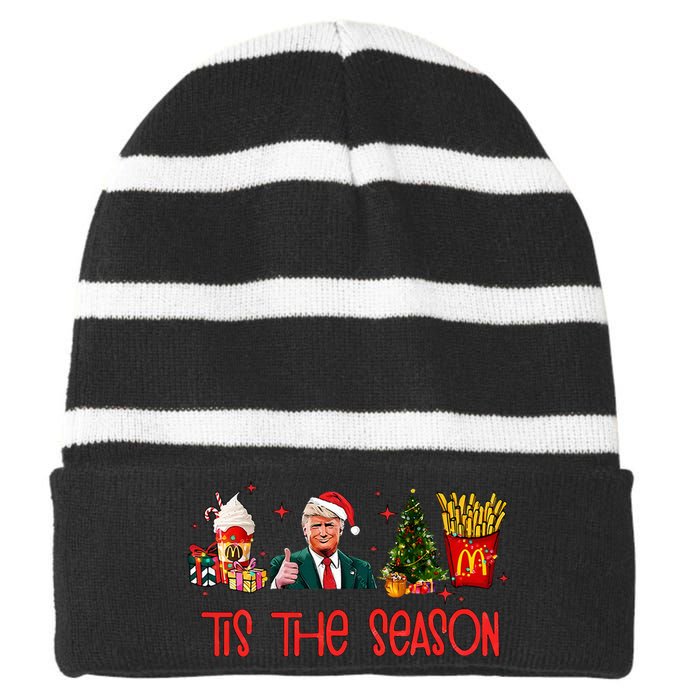 Humorous Donald Trump Tis The Season Trump Christmas Striped Beanie with Solid Band