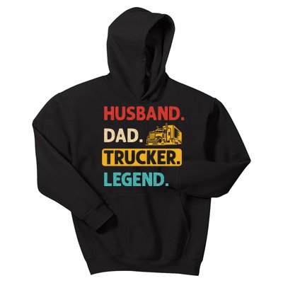 Husband Dad Trucker Legend Funny Trucker Kids Hoodie