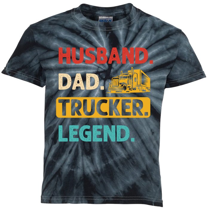 Husband Dad Trucker Legend Funny Trucker Kids Tie-Dye T-Shirt