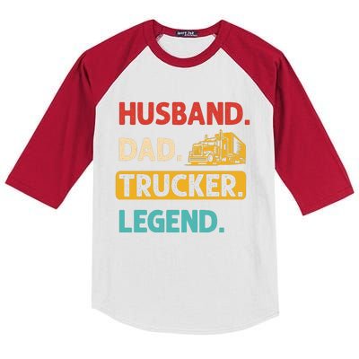 Husband Dad Trucker Legend Funny Trucker Kids Colorblock Raglan Jersey