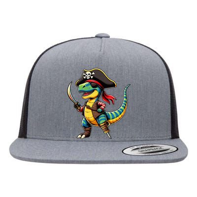 Halloween Dinosaur Trex Pirate Flat Bill Trucker Hat