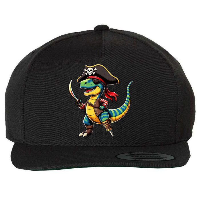 Halloween Dinosaur Trex Pirate Wool Snapback Cap