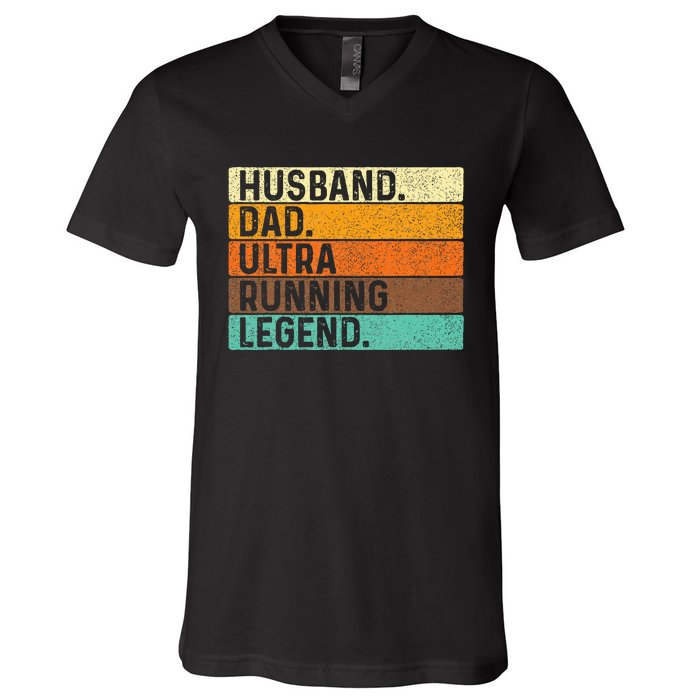 Husband Dad Ultra Running Ultramarathon Mountain Runner V-Neck T-Shirt