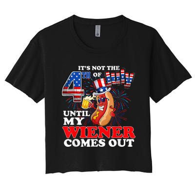 Hot Dog Until My Wiener Comes Out Funny Hot Dog 4th Of July Women's Crop Top Tee