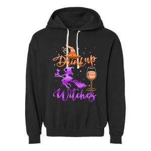 Halloween Drink Up Witches Costumes Wine Lovers Hallowine Garment-Dyed Fleece Hoodie