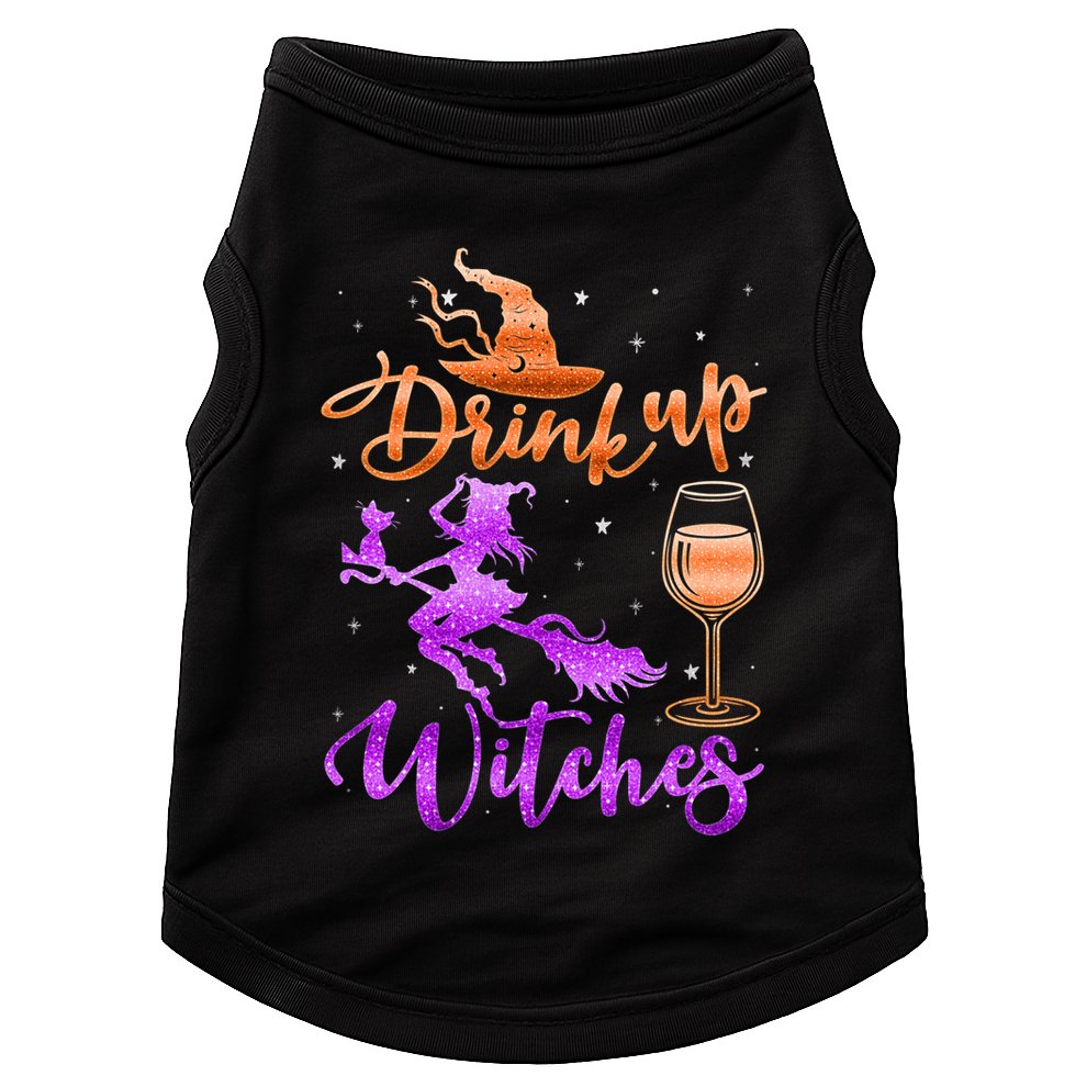 Halloween Drink Up Witches Costumes Wine Lovers Hallowine Doggie Tank