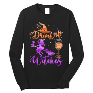 Halloween Drink Up Witches Costumes Wine Lovers Hallowine Long Sleeve Shirt