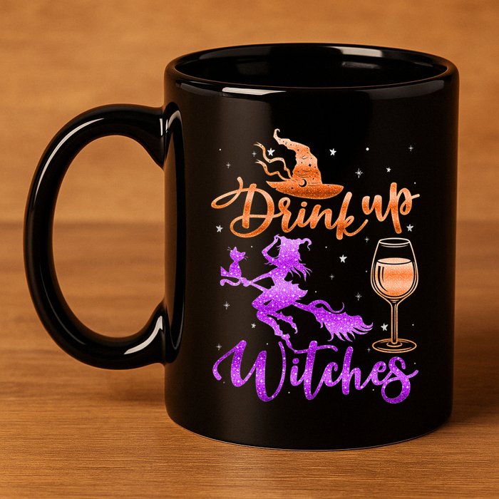 Halloween Drink Up Witches Costumes Wine Lovers Hallowine 11oz C Handle Ceramic Mug