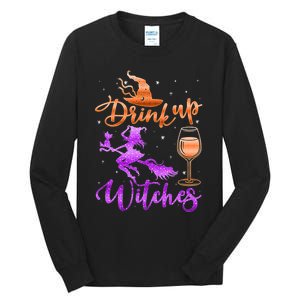 Halloween Drink Up Witches Costumes Wine Lovers Hallowine Tall Long Sleeve T-Shirt