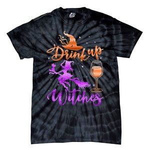 Halloween Drink Up Witches Costumes Wine Lovers Hallowine Tie-Dye T-Shirt