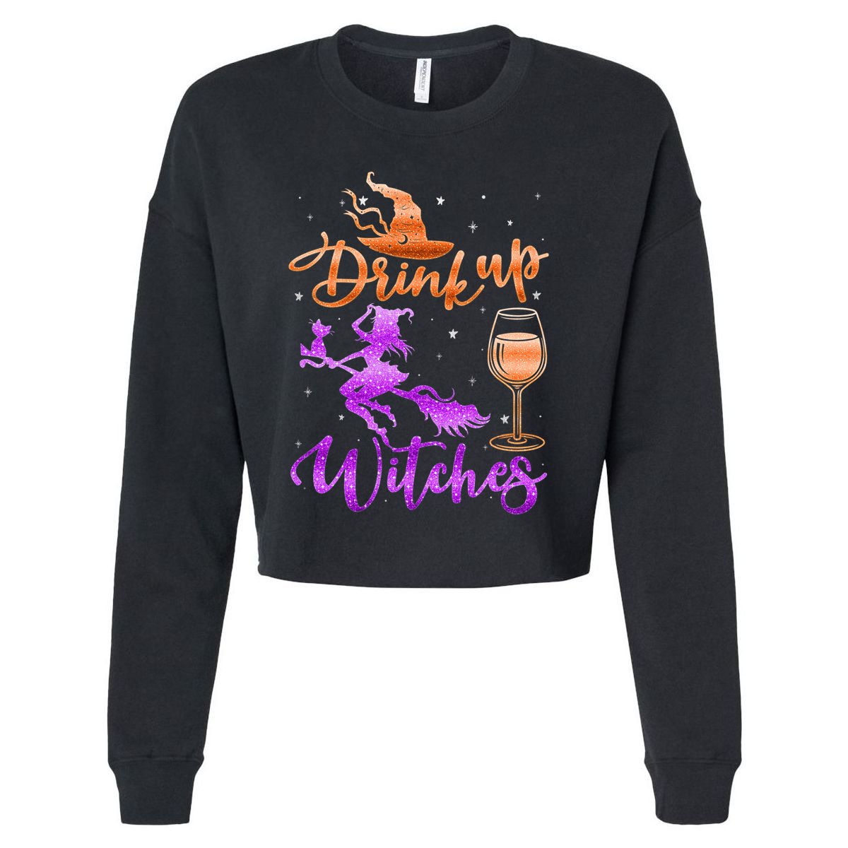 Halloween Drink Up Witches Costumes Wine Lovers Hallowine Cropped Pullover Crew