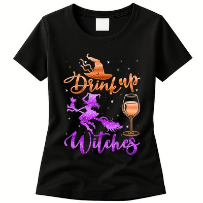 Halloween Drink Up Witches Costumes Wine Lovers Hallowine Womens T-Shirt