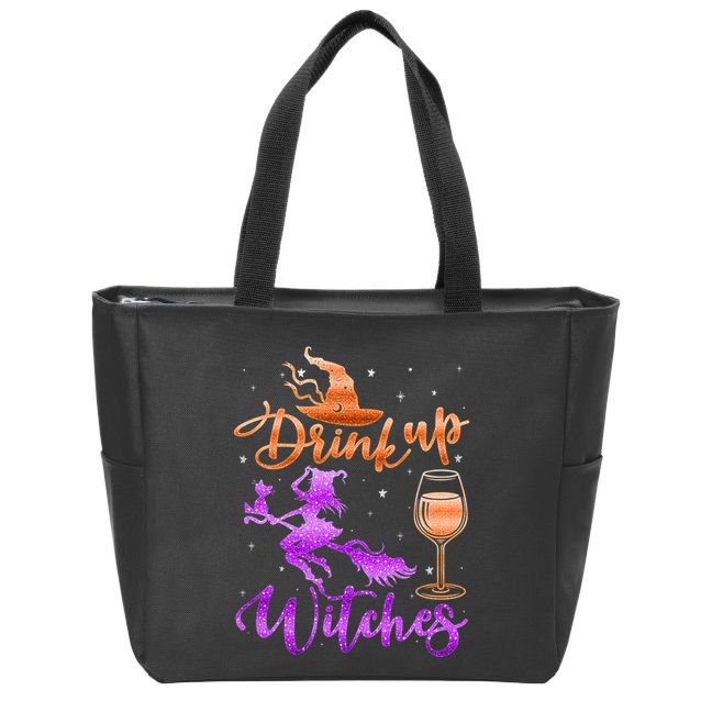 Halloween Drink Up Witches Costumes Wine Lovers Hallowine Zip Tote Bag