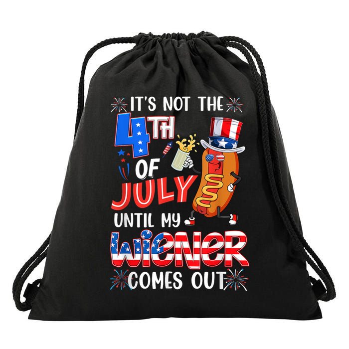 Hot Dog Until My Wiener Comes Out Funny Hot Dog 4Th Of July Drawstring Bag